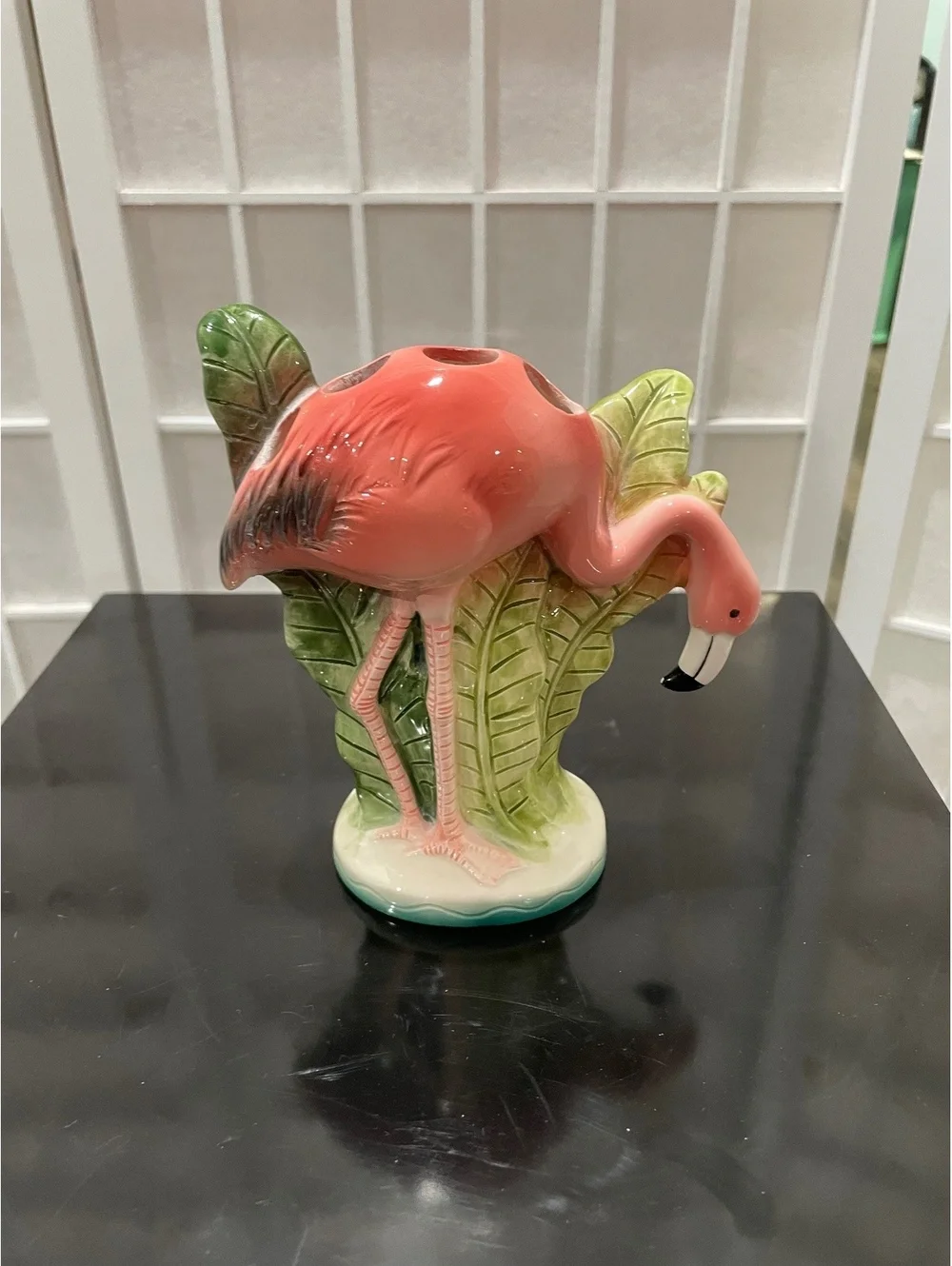 Vintage Ceramic Flamingo Toothbrush Holder